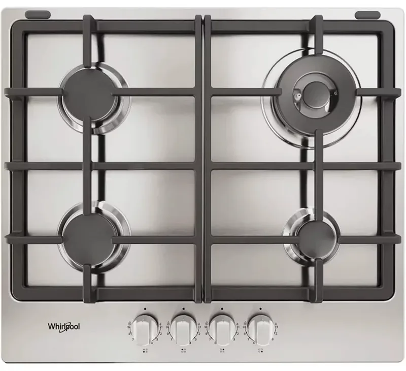 Газова варильна поверхня Whirlpool Нержавіюча сталь 58х5,6х51 см 4 конфорки