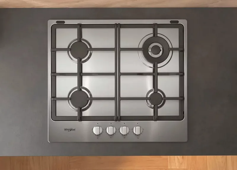Газова варильна поверхня Whirlpool Нержавіюча сталь 58х5,6х51 см 4 конфорки