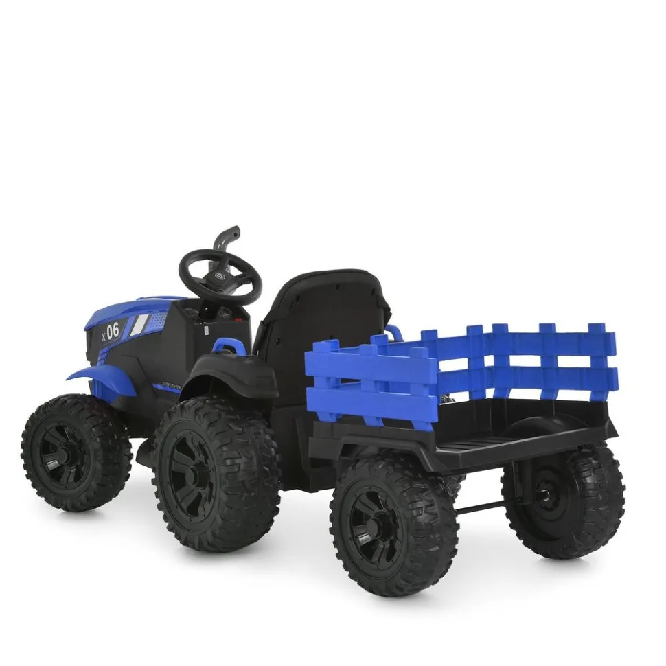 Дитячий електромобіль Трактор M 6295EBLR-4 102x40x60 см пластик синій 2 мотори 45W
