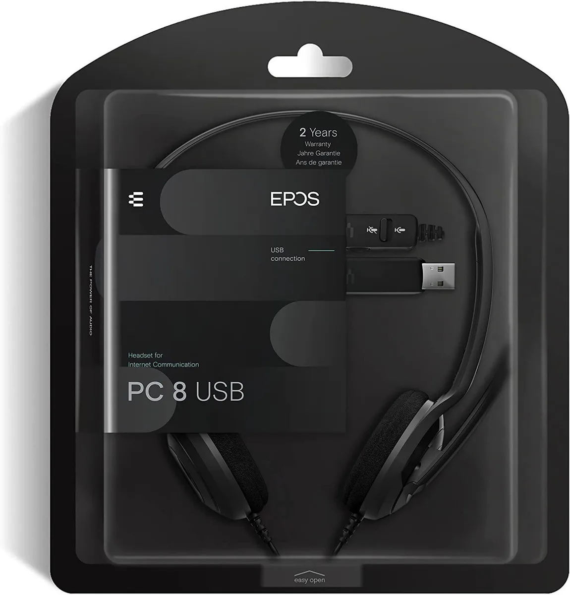Компьютерная гарнитура стерео On-Ear EPOS PC 8 Chat, USB, однонаправленный, 2м, Черный