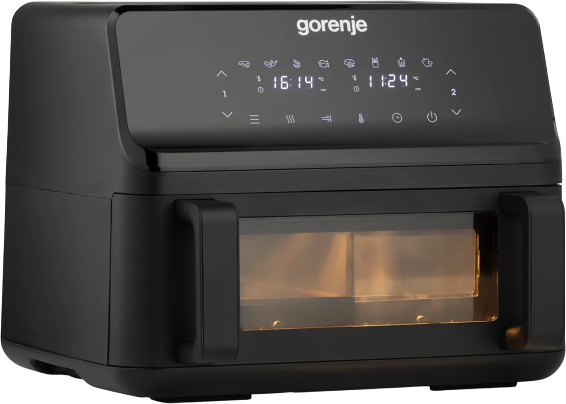 Мультифункціональна піч Gorenje 2700Вт, об'єм чаші 9л, сенсорне управління, 8 автоматичних програм, пластиковий корпус, чорний кол