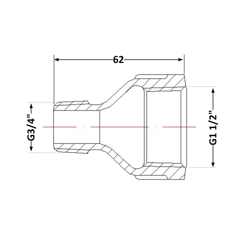 Переход редукционный чугунный КЧ312 1 1/2"x3/4" резьба серый