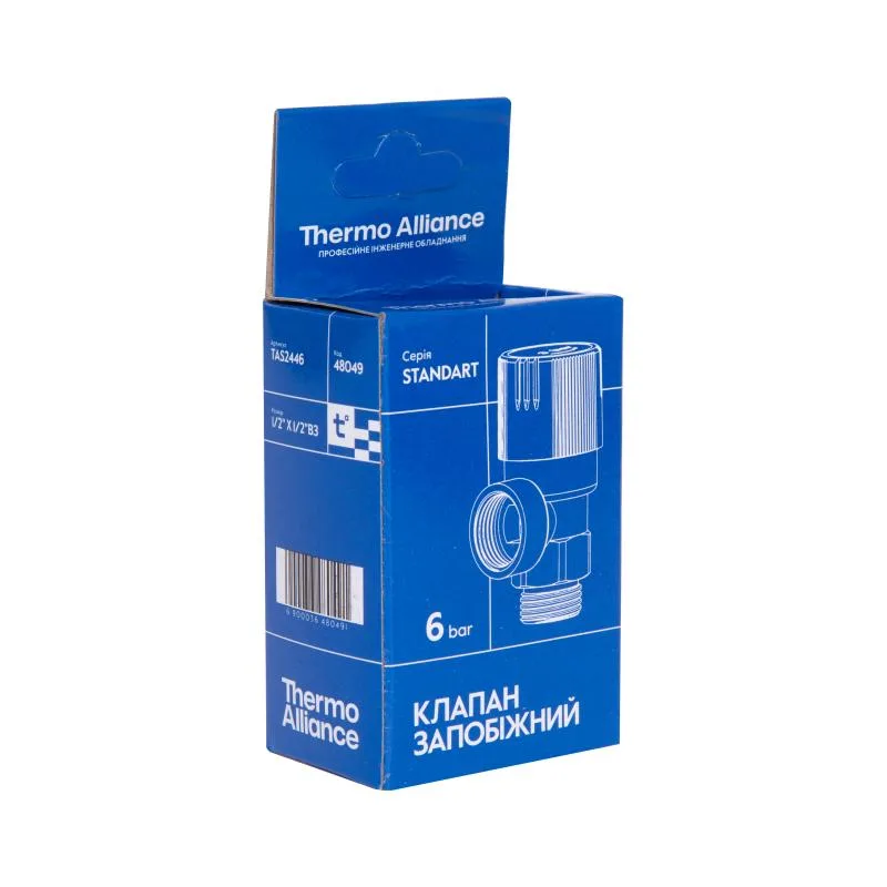 Запобіжний клапан 1/2" Thermo Alliance 6 бар латунь