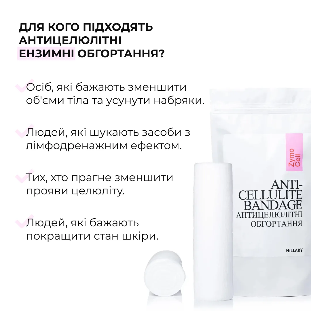 Курс Антицелюлітних ензимних обгортань Hillary Anti-cellulite Bandage Zymo Cell (6 уп,)