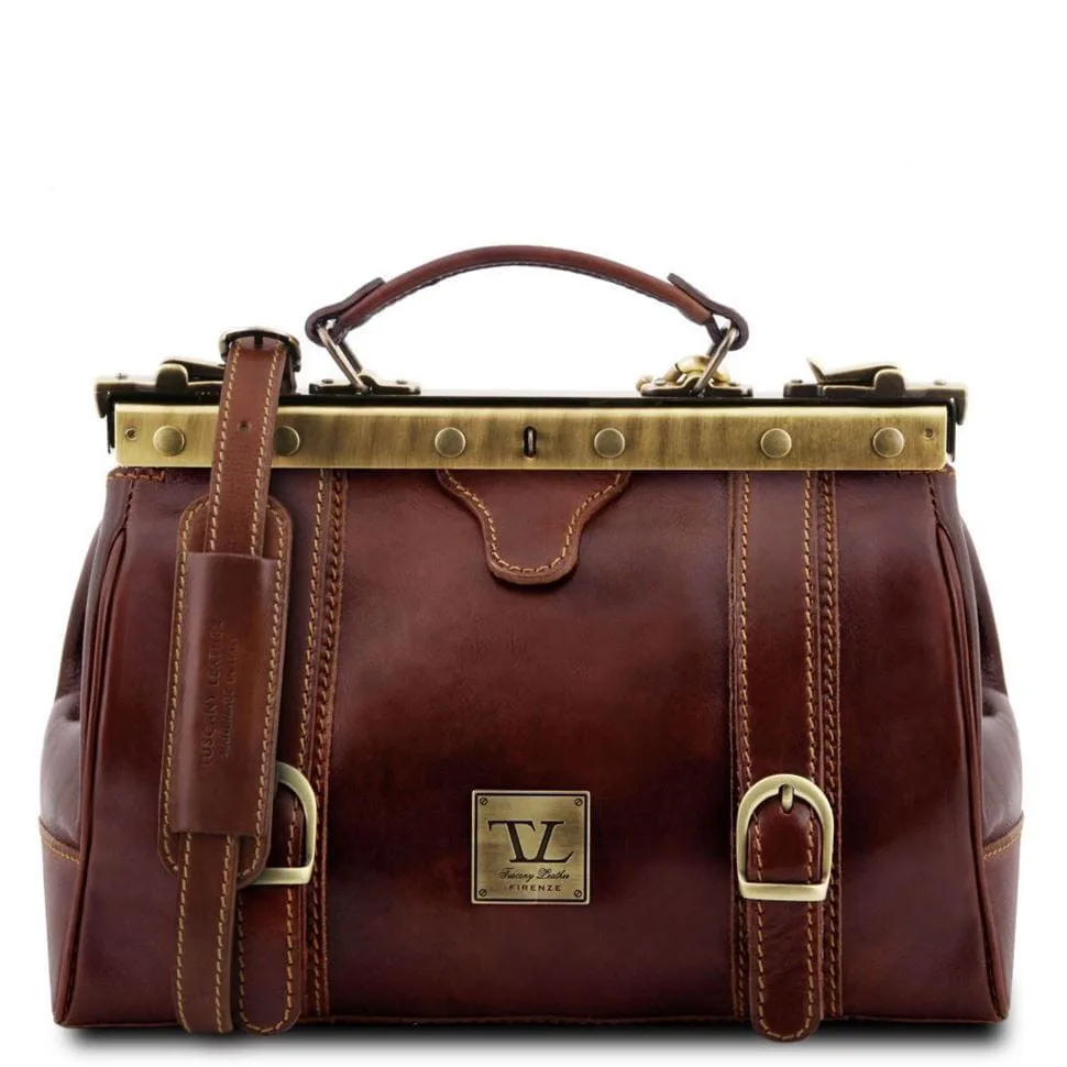 Кожна сумка-саквояж Tuscany Leather коричнева з плечовим ременем для жінок і чоловіків, сумка для подорожей.
