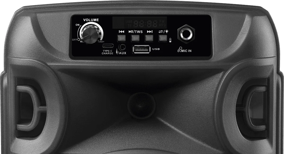 Портативная акустика Defender пластик 8 дюймов черная 15Вт Bluetooth 5.4