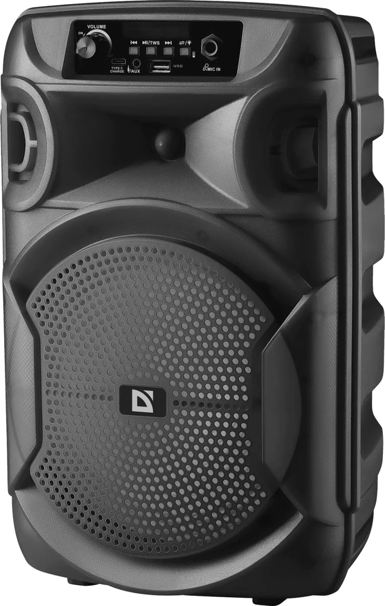 Портативная акустика Defender пластик 8 дюймов черная 15Вт Bluetooth 5.4