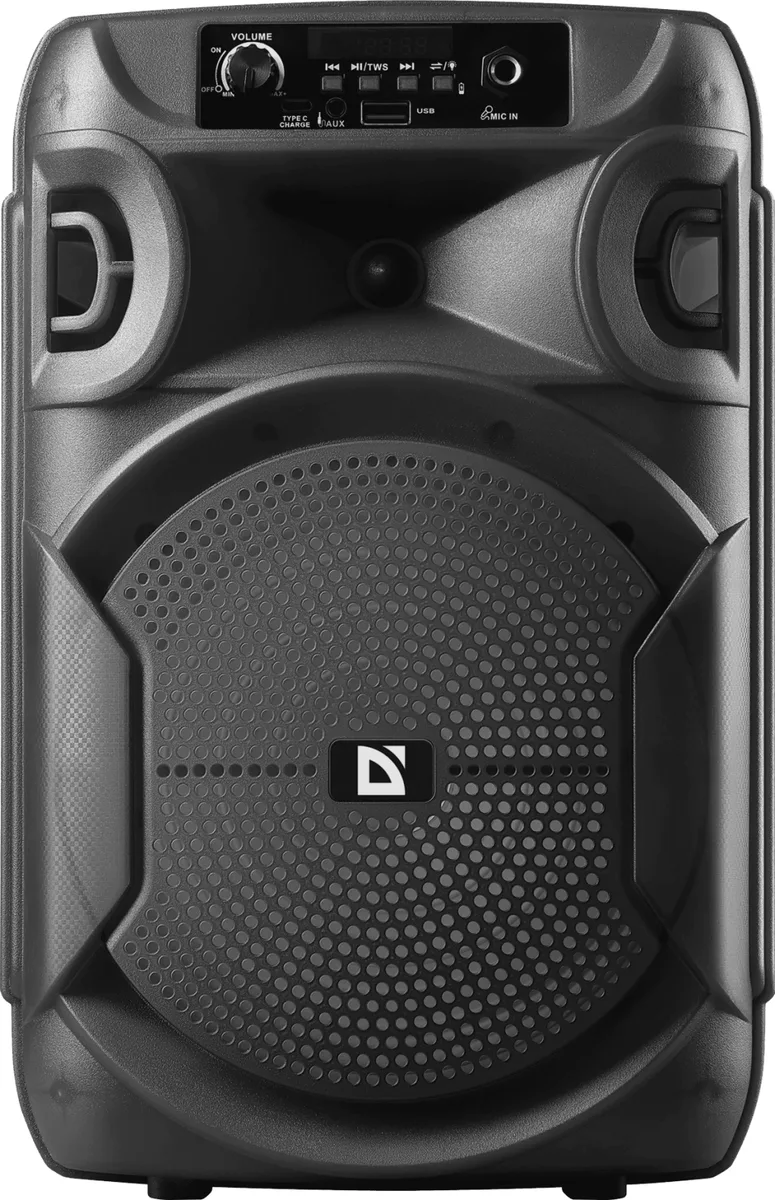 Портативная акустика Defender пластик 8 дюймов черная 15Вт Bluetooth 5.4