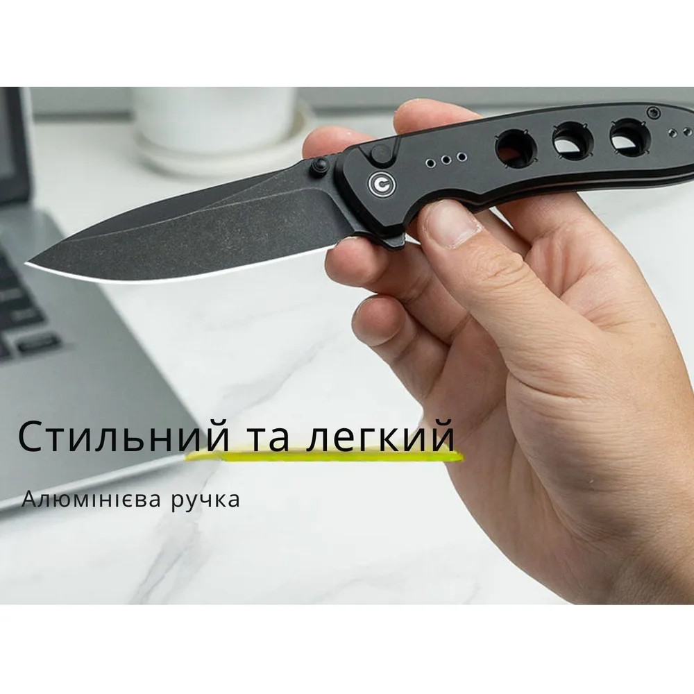Складной нож Civivi 14C28N 8,9 см черный алюминий