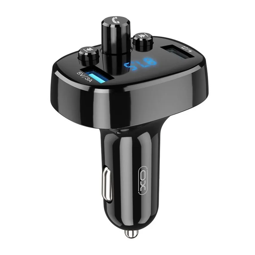 Автомобільний зарядний пристрій FM-трансмітер XO 2USB 3А пластик чорний