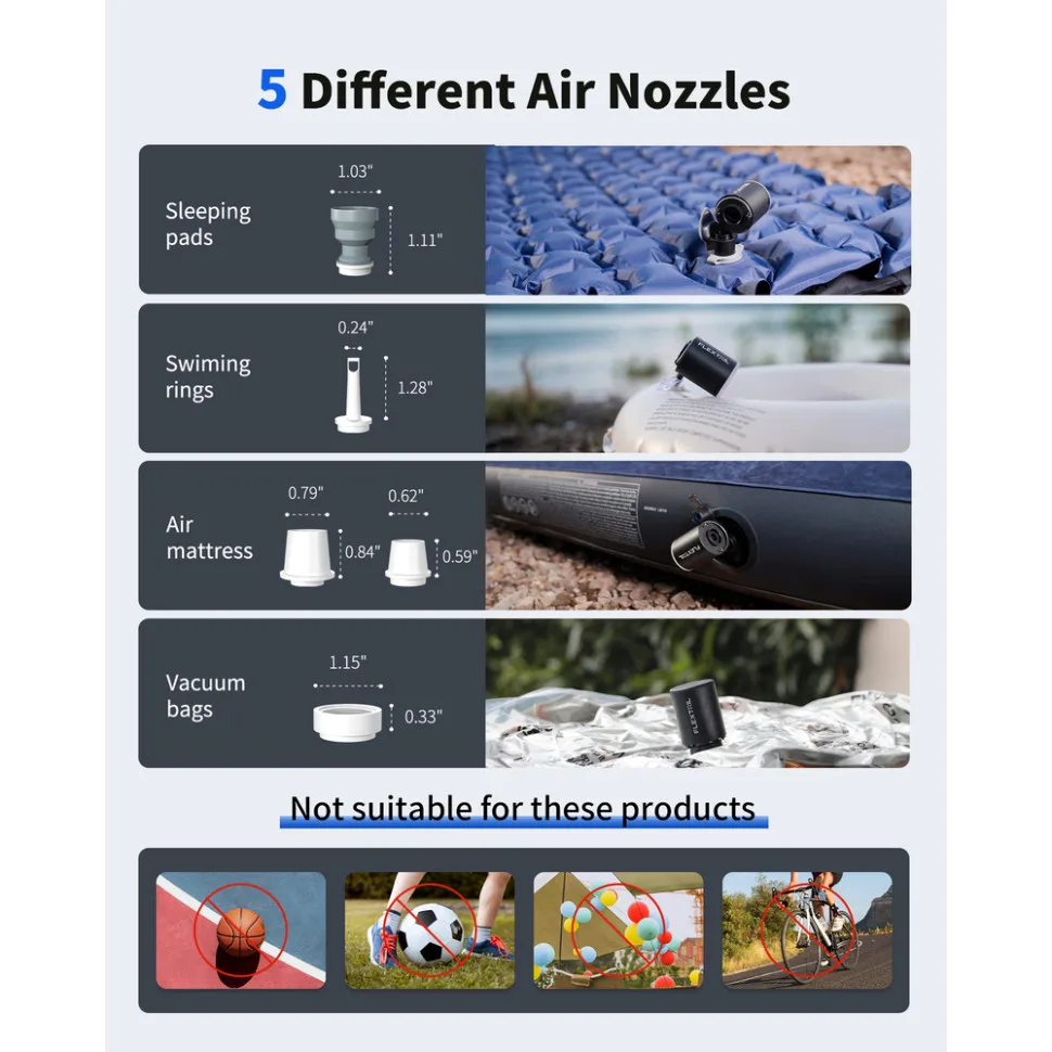 Насос кемпинговый Flextail ABS 5х4,2х4,2 см черный