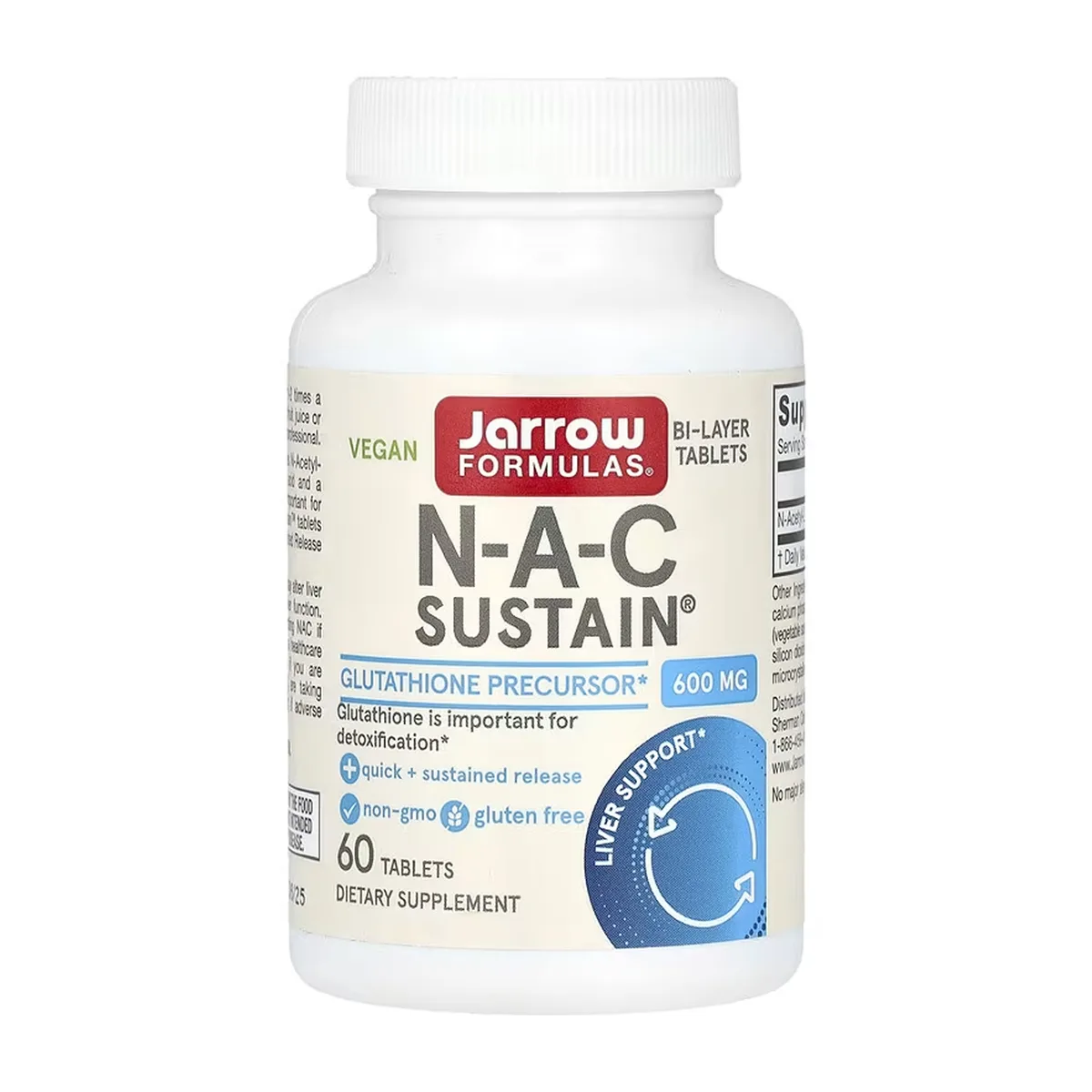 N-A-C Sustain Jarrow Formulas 600 мг 60 капсул для імунної системи