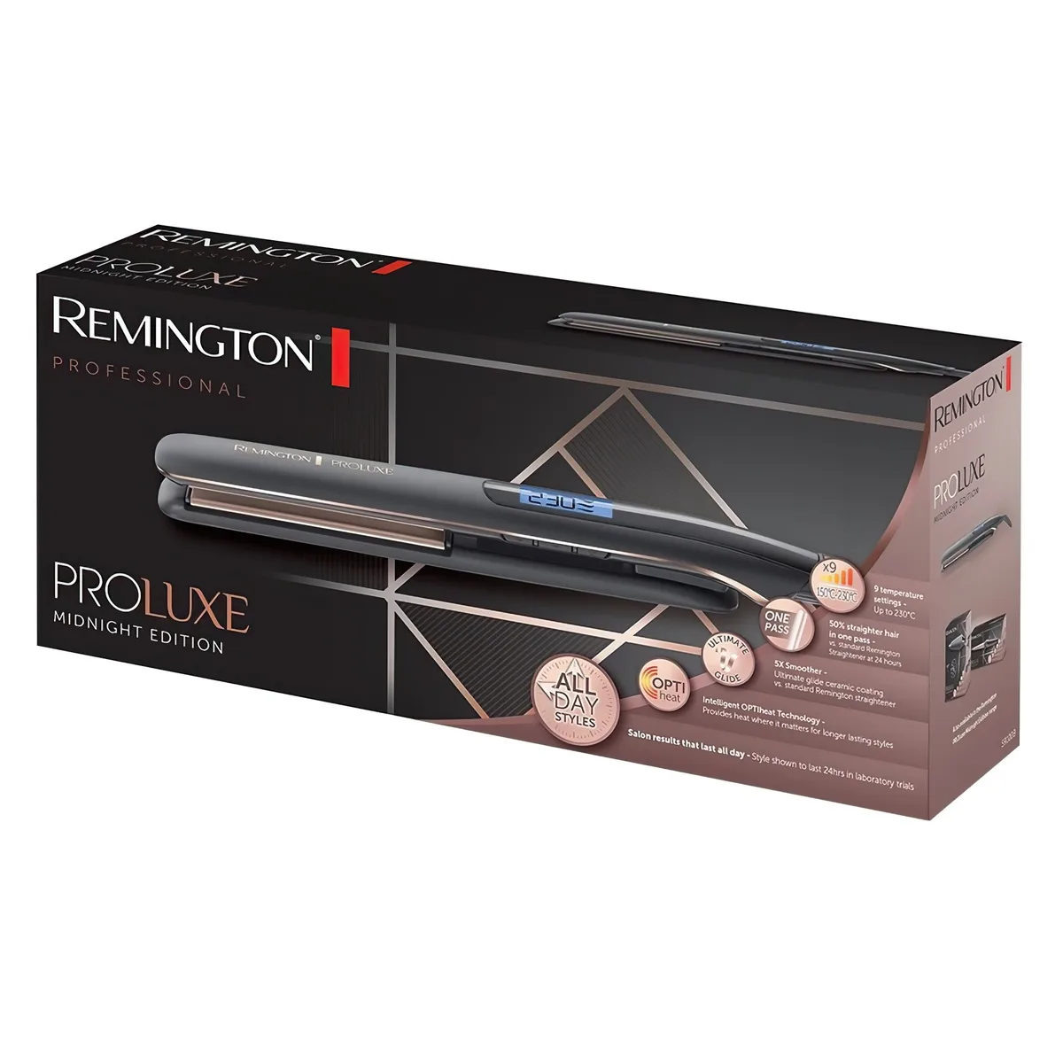 Випрямляч волосся Remington ProLuxe Midnight Edition, 52 Вт, 10 температурних режимів, 150-230°C, з дисплеєм, керамічним покриттям
