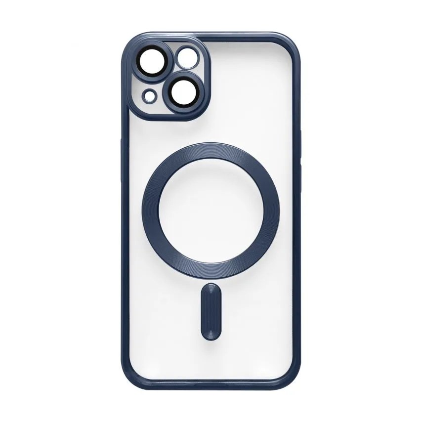 Чохол MagSafe для iPhone 14 матовий синій пластик силікон