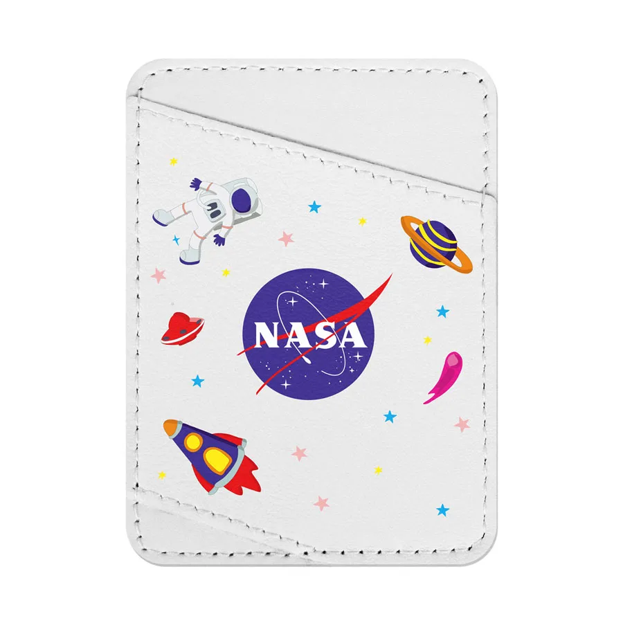 Холдер для карток WAUDOG NASA 70х95 мм шкіра біла