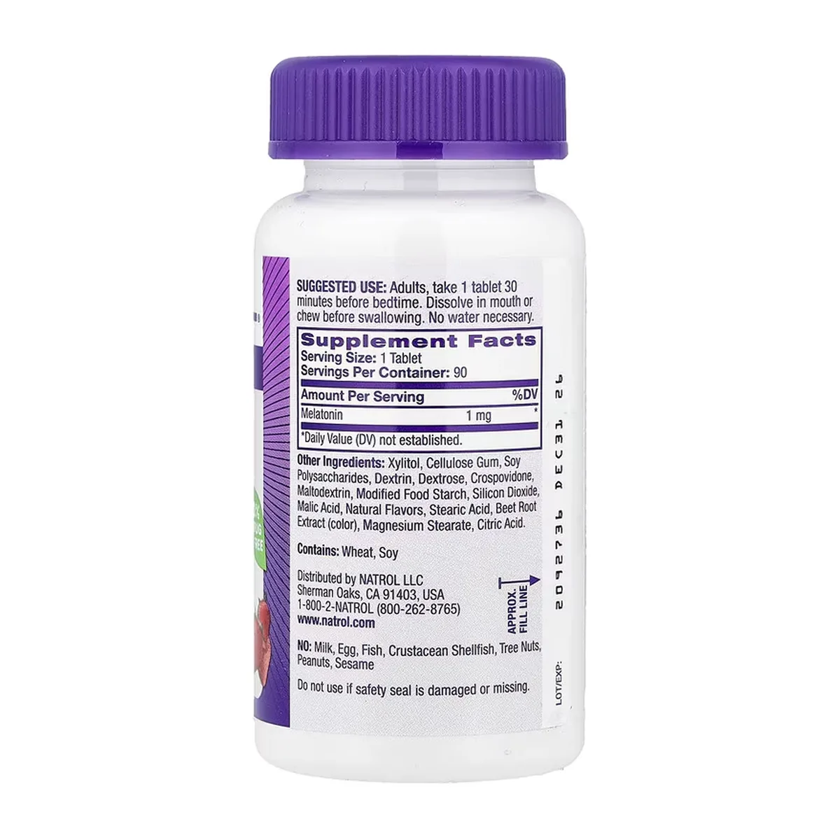 Мелатонин Natrol 1 мг 90 таблеток Быстрорастворимый Вкусный