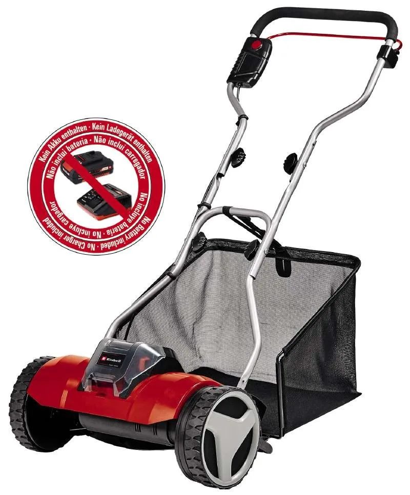 Акумуляторна газонокосарка Einhell PXC GE-HM 18/38 Li, ширина скошування 38 см, об'єм травозбірника 45 л, регулювання висоти скошу