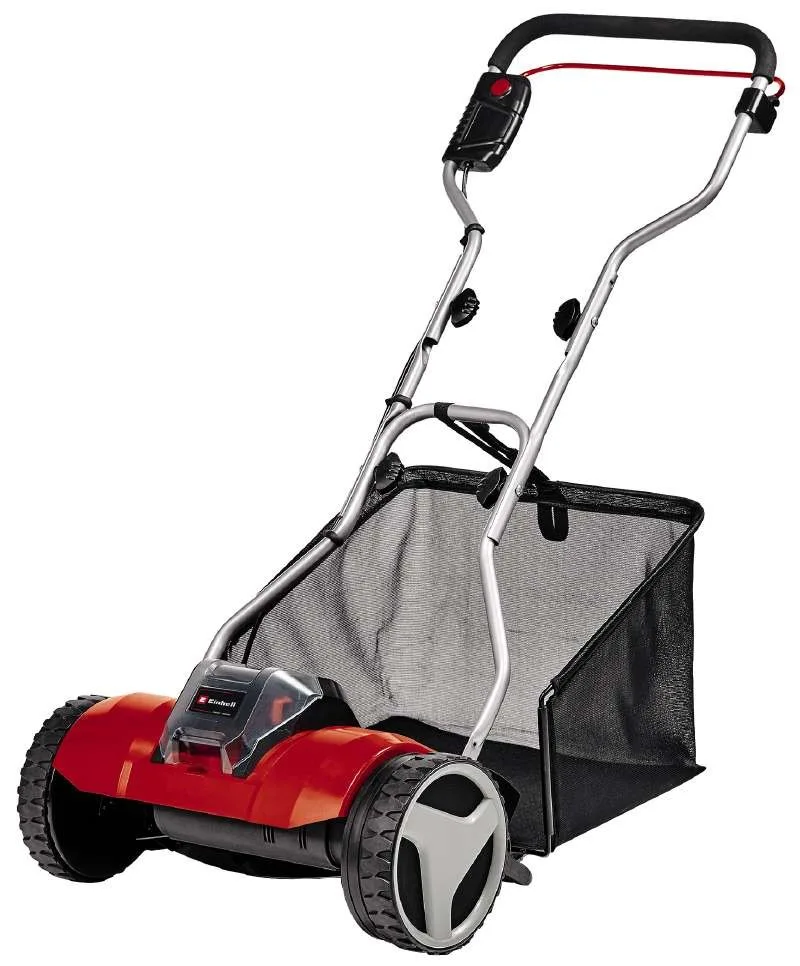 Акумуляторна газонокосарка Einhell PXC GE-HM 18/38 Li, ширина скошування 38 см, об'єм травозбірника 45 л, регулювання висоти скошу