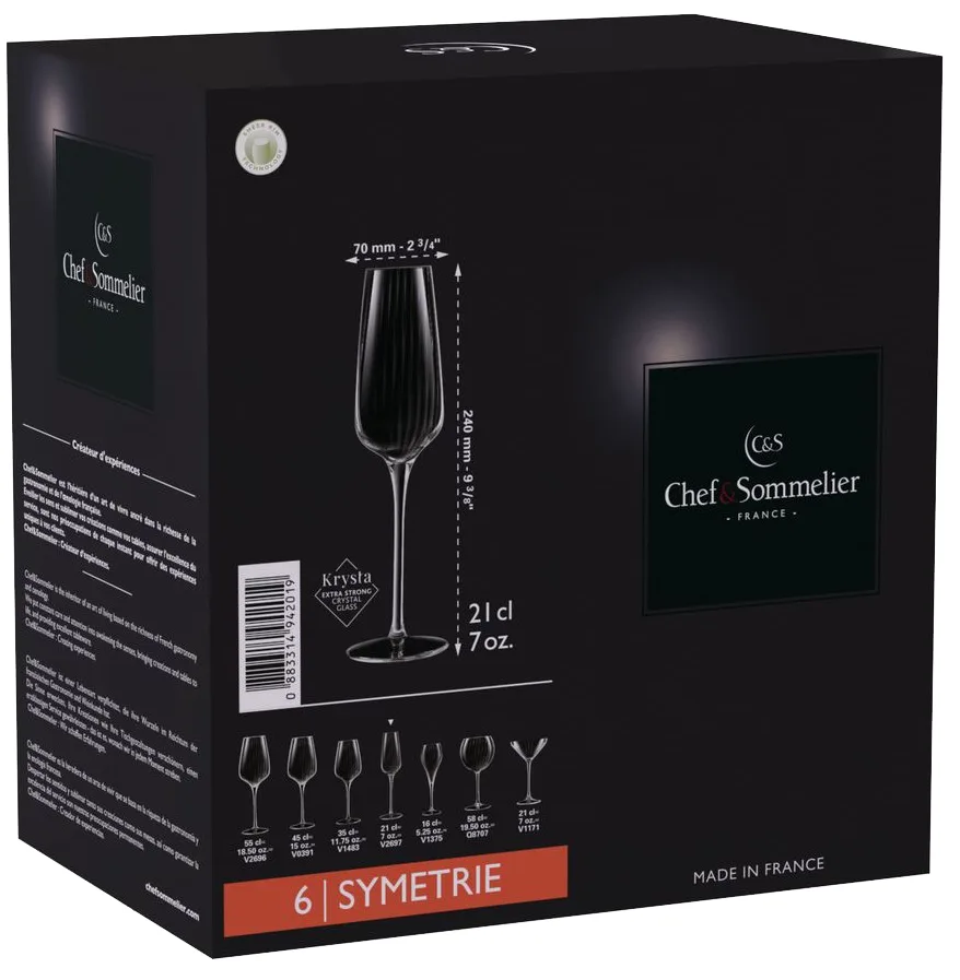 Набір келихів Chef&Sommeliers Symetrie Krysta 210 мл 6 шт для шампанського