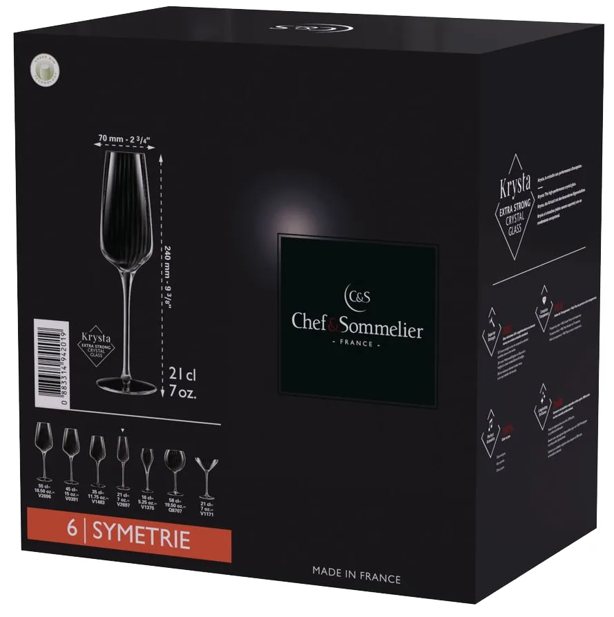 Набір келихів Chef&Sommeliers Symetrie Krysta 210 мл 6 шт для шампанського