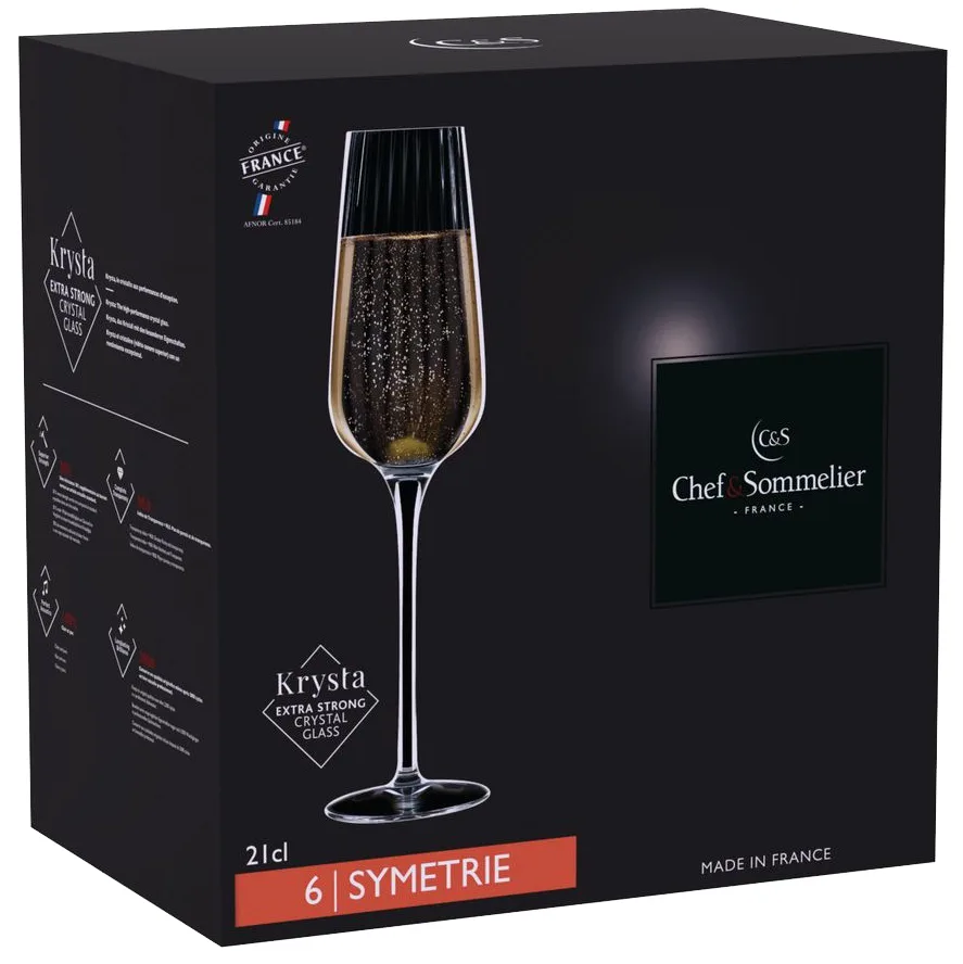 Набір келихів Chef&Sommeliers Symetrie Krysta 210 мл 6 шт для шампанського