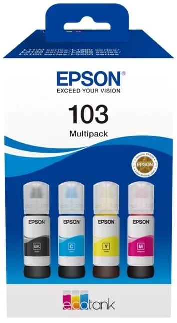 Контейнери з чорнилом Epson 103 EcoTank L1110/L1250/L3100/L3101/L3110/L3150/L3151/L3156/L3200/L3201/L3250/L3251/L3256/L3260/L3266/L3550/L3560/L5190/L5590/L5290  Multipack (C,M,Y,Bk)