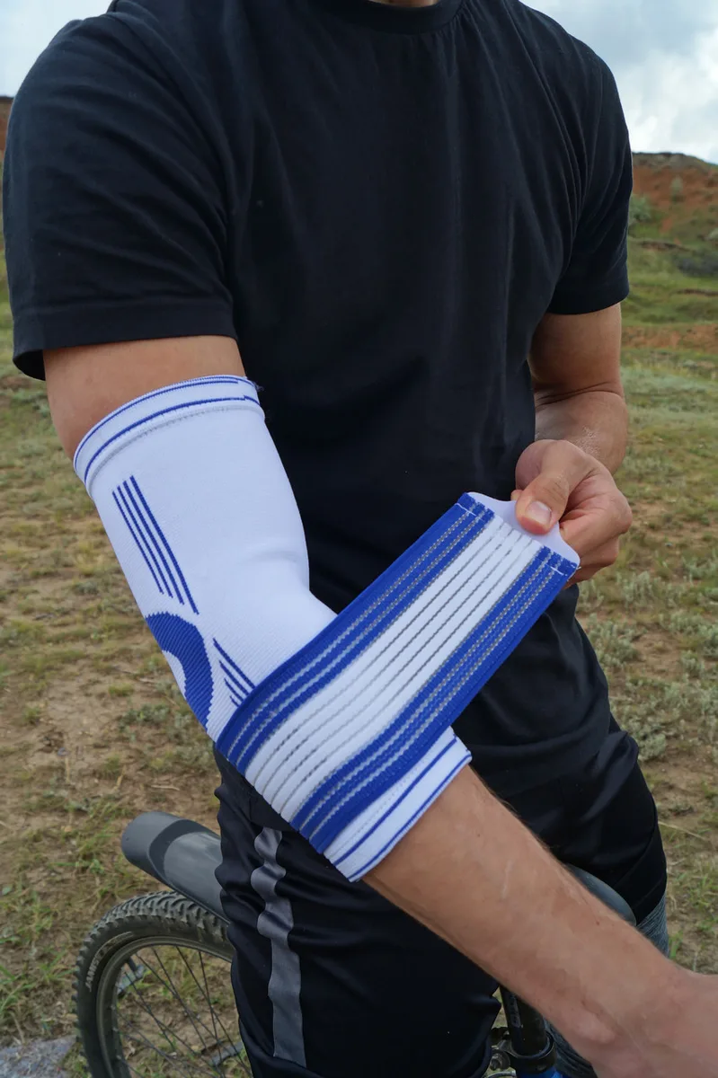 Налокотник Active Point хлопок L/XL белый синий