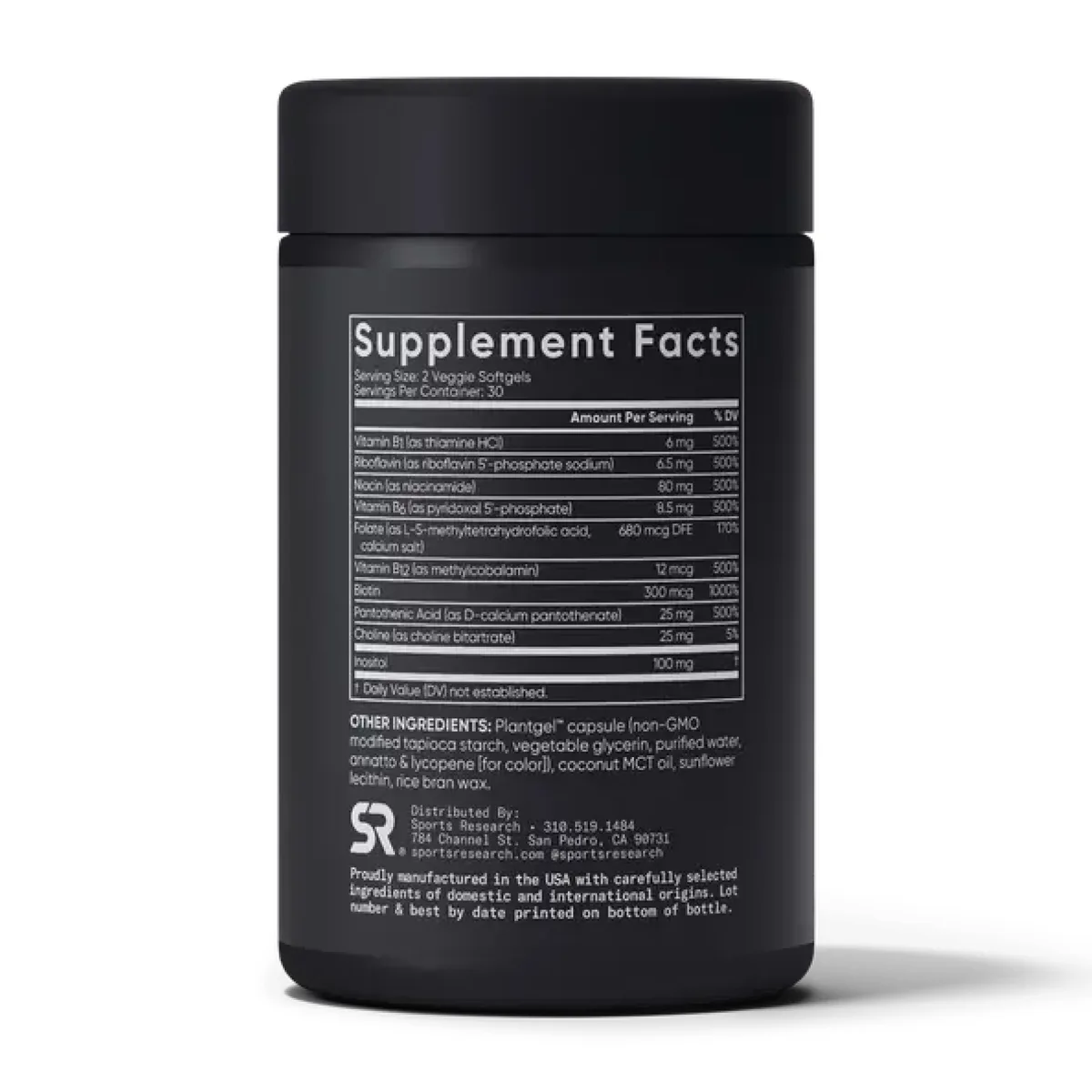 Вітамін B-Комплекс Sport Research Plantgel 60 капсул веганські