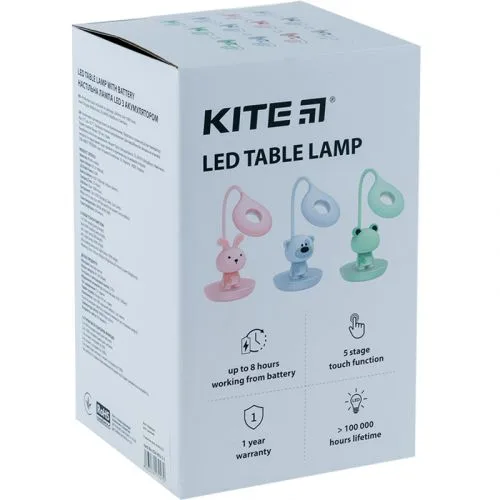 Настольная LED лампа с аккумулятором Kite белая для чтения и ночник.