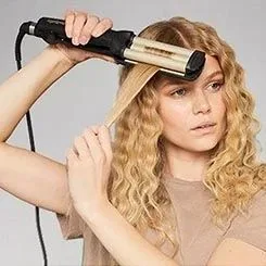 Плойка Babyliss Easy Wave, гофре, 3 температурних режими (160-200°C), природні хвилі, керамічне покриття, чорний колір.