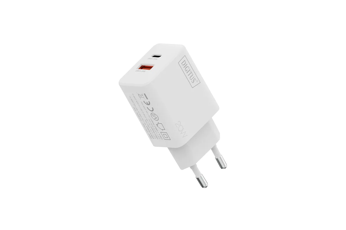 Зарядний пристрій DIGITUS 1хUSB-C, 1хUSB-A, 20W