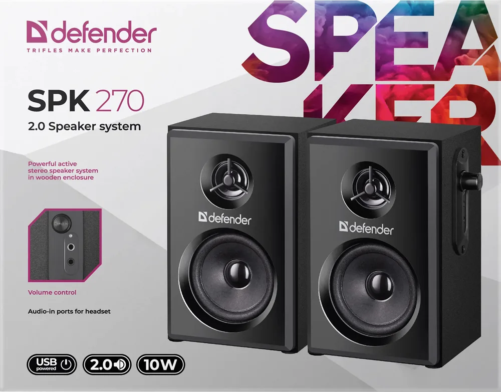 Акустика Defender 2.0 МДФ 99х170х230 мм Чорна