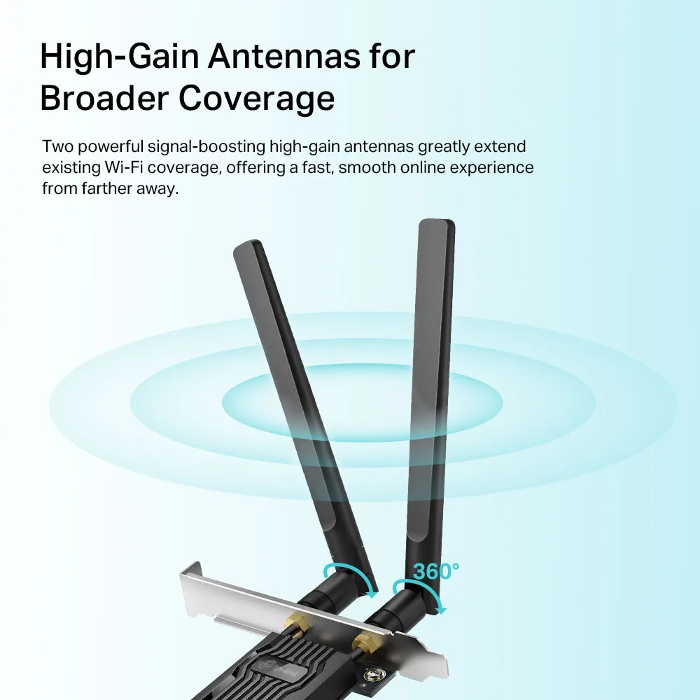 Адаптер WiFi TP-Link PCI-Express x1 1201 Мбіт/с BT5.2 двохдіапазонний 120х80 мм