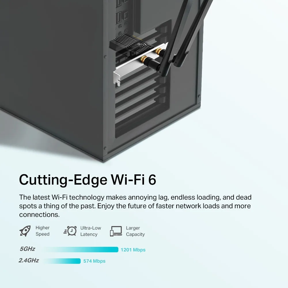 Адаптер WiFi TP-Link PCI-Express x1 1201 Мбіт/с BT5.2 двохдіапазонний 120х80 мм