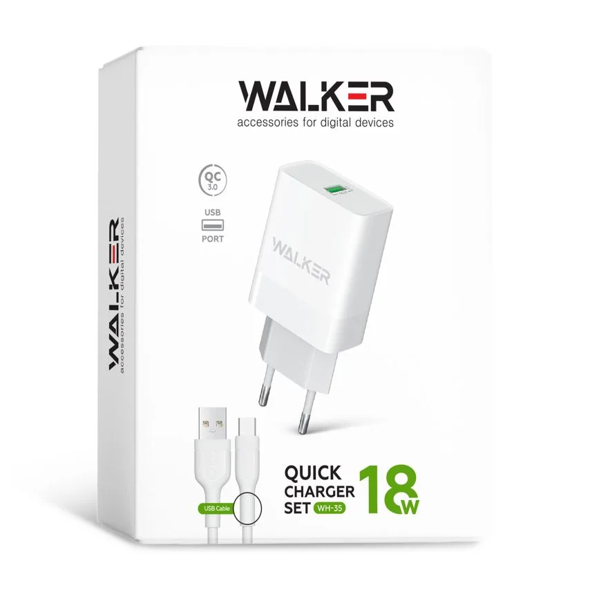 Мережевий зарядний пристрій WALKER 1USB 18W Білий