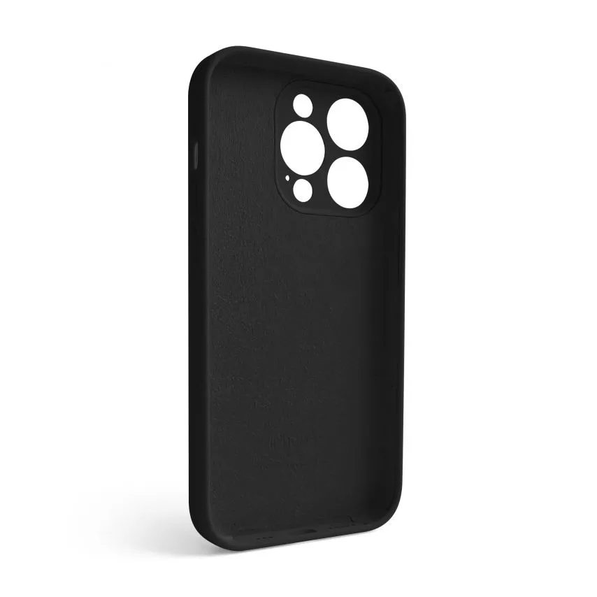 Силиконовый чехол для Apple iPhone 14 Pro черный с закрытой камерой.