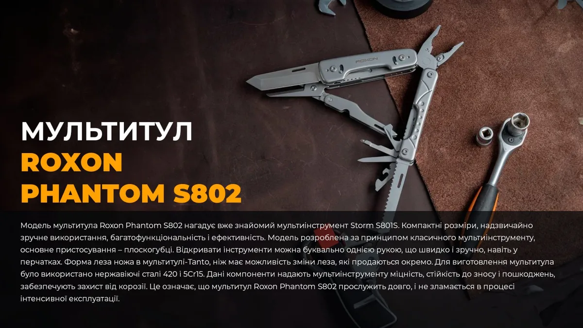 Мультитул Roxon 15 функцій 420 нержавіюча сталь 104х43х22 мм чорний