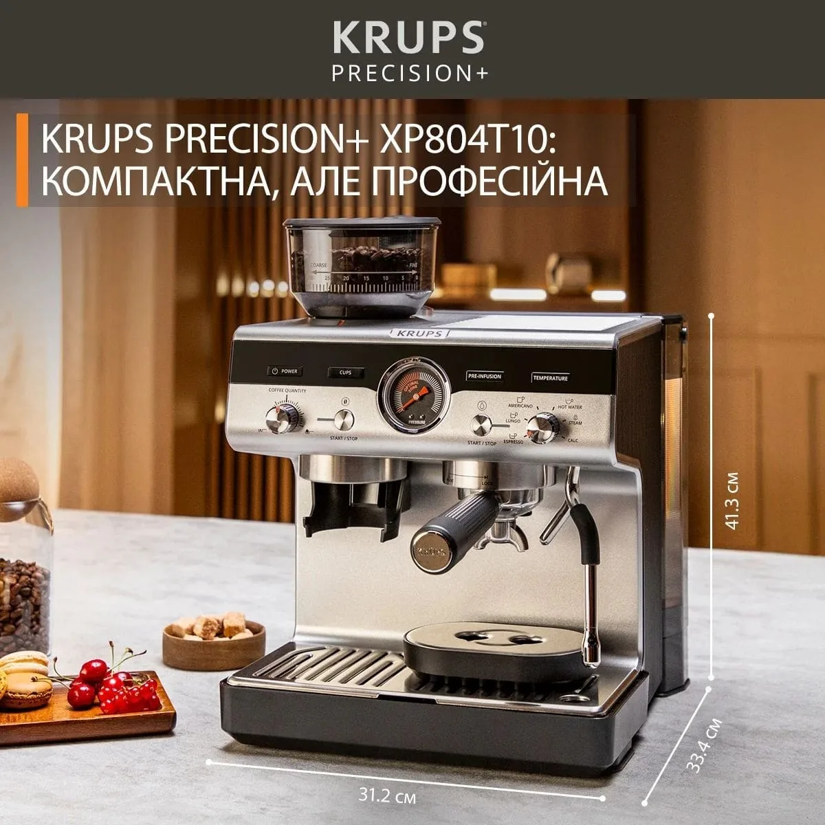 Кофеварка Krups рожковая 35 л черная серая встроенная кофемолка ручной капучинатор 15 бар