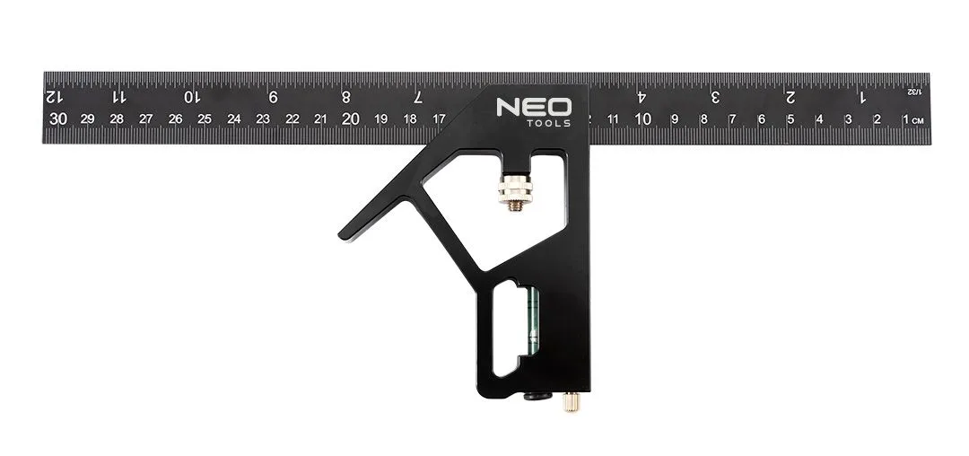 Угольник Neo Tools, 30 см, алюминиевый, с эргономичной рукояткой для точной настройки угла