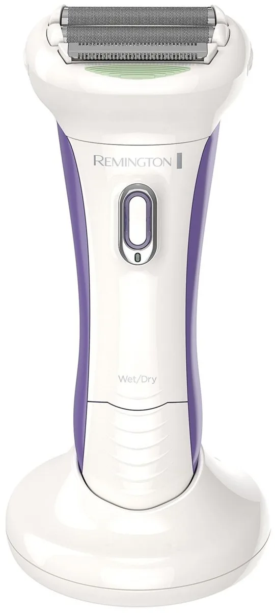 Електрична бритва Remington сіткова SmoothSilky, 2 бритвені головки, для сухого та вологого гоління, жіночий тример, біло-фіолетов
