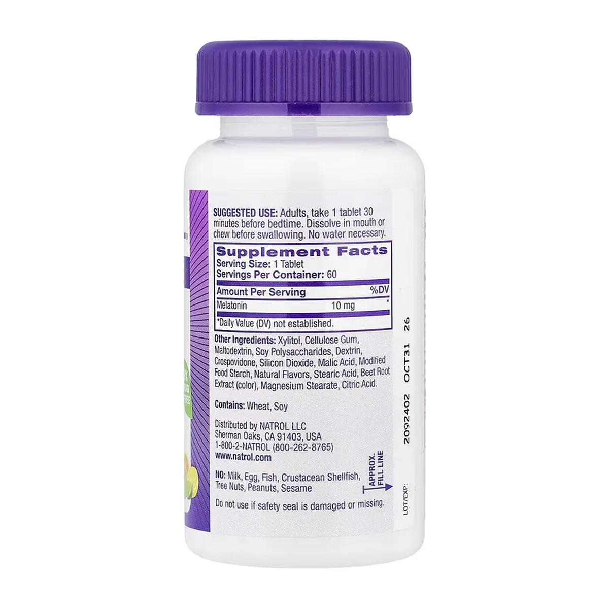 Мелатонин Natrol 10 мг 60 таблеток быстрорастворимый со вкусом яблока