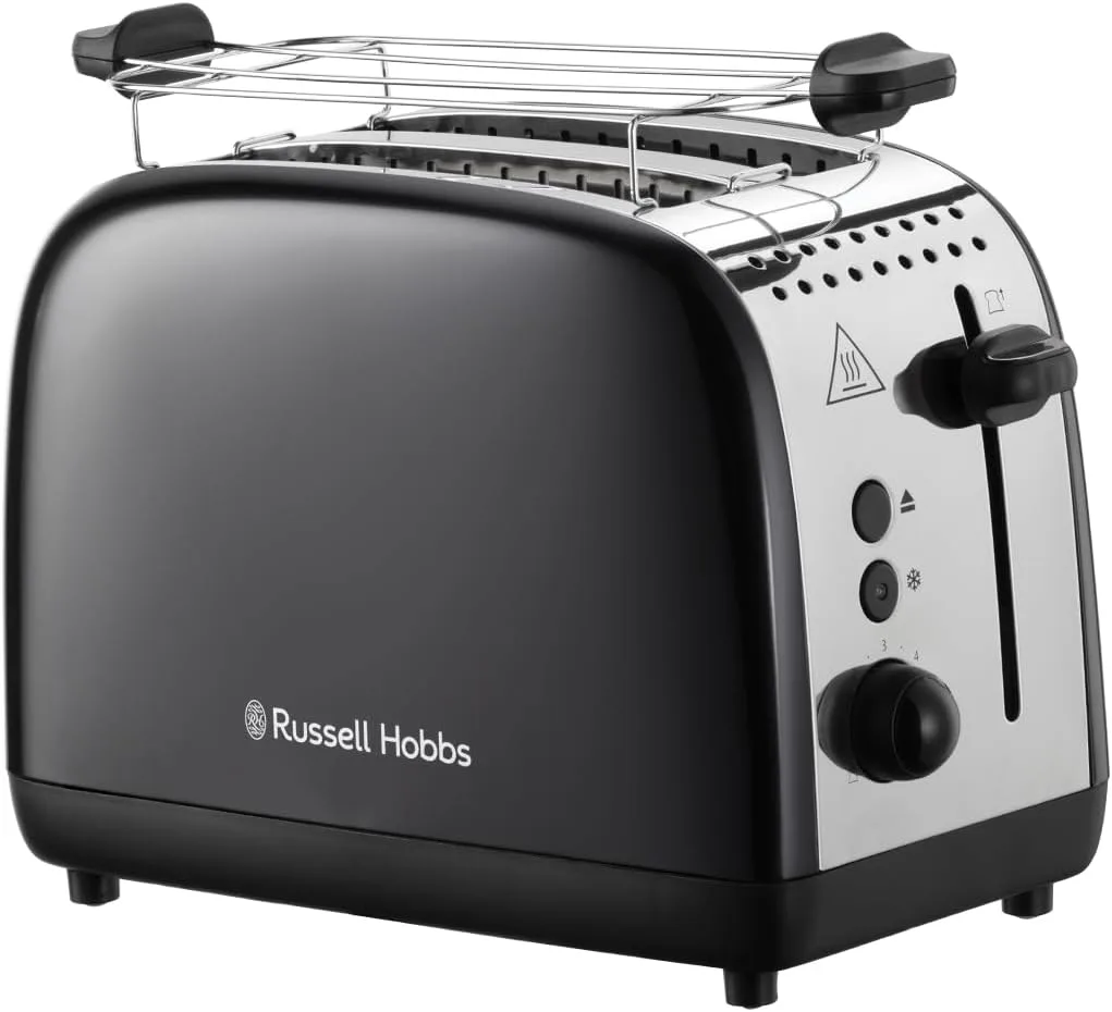 Тостер Russell Hobbs Colours Plus 1600Вт, функції підігріву та розморожування, металевий корпус, чорний.