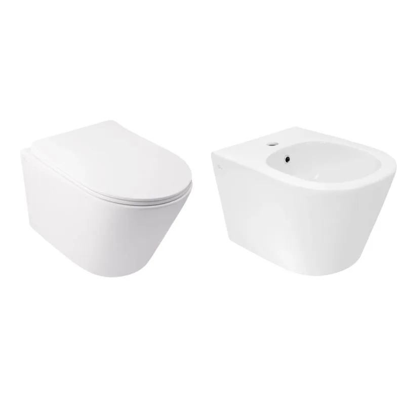 Унітаз підвісний Rimless Qtap Swan 2 в 1 біде кераміка 23,65х29,5 см білий