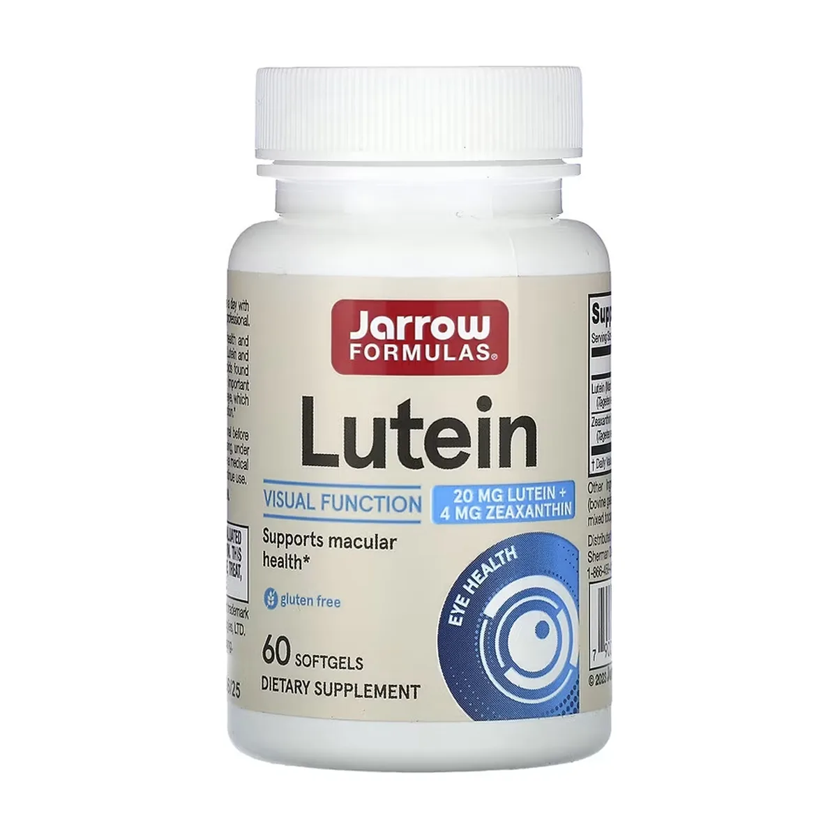 Лютеїн 20 мг Jarrow Formulas капсули 60 шт без глютену
