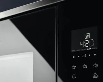 Вбудована мікрохвильова піч Electrolux, 20 л, електронне управління, 700 Вт, дисплей, чорна.