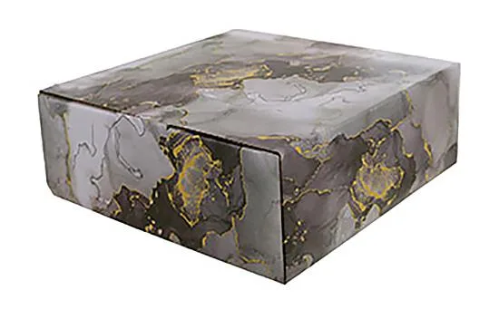 Блюдо фарфорове Bona 36х16,5 см овальне синє з золотим кантом і декоративною ручкою