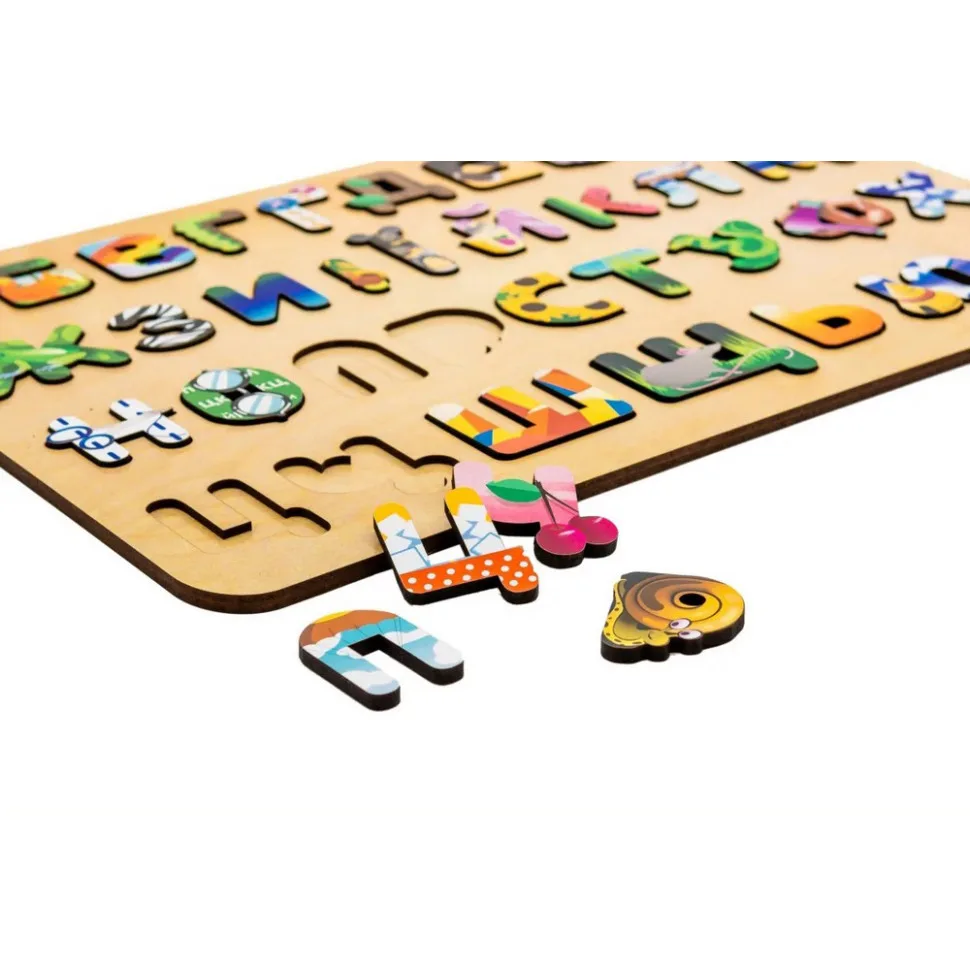 Дитячий дерев'яний сортер PuzzleOK з дерева А3 Абетка кольоровий