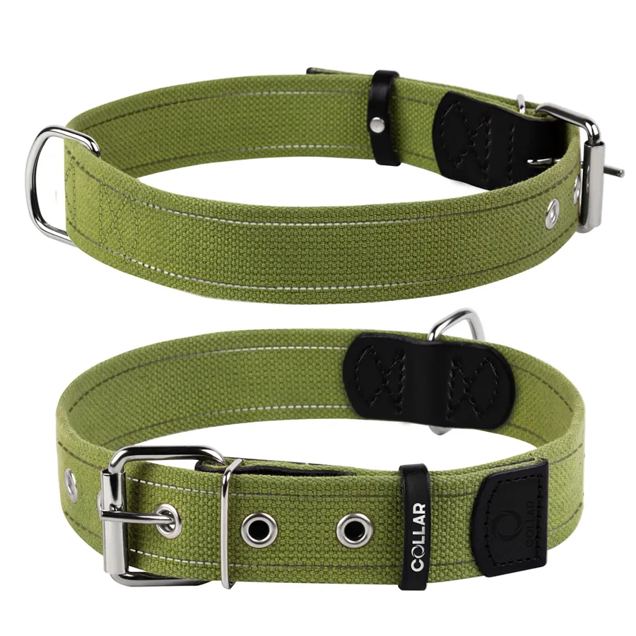 Нашийник для собак L 51-63 см брезент 35 мм металеві елементи CoLLaR