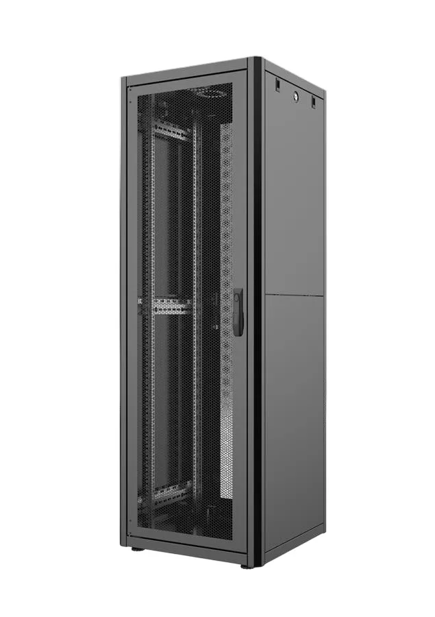 Шкаф MIRSAN 19", 26U, GTN, перфорированные двери, 600x800 мм, максимум 1000 кг, черный.