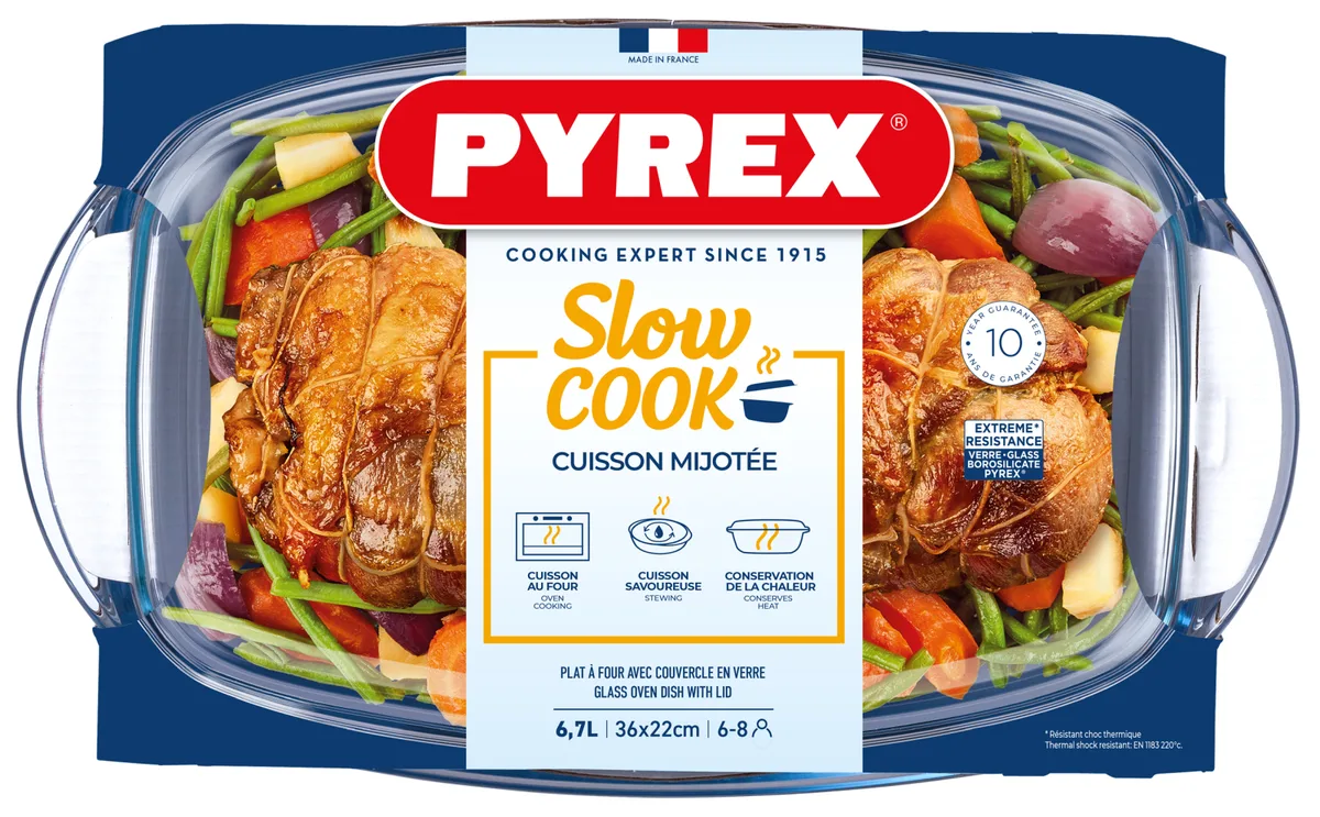 Кастрюля с крышкой Pyrex из боросиликатного стекла 36х22 см 6,7 л